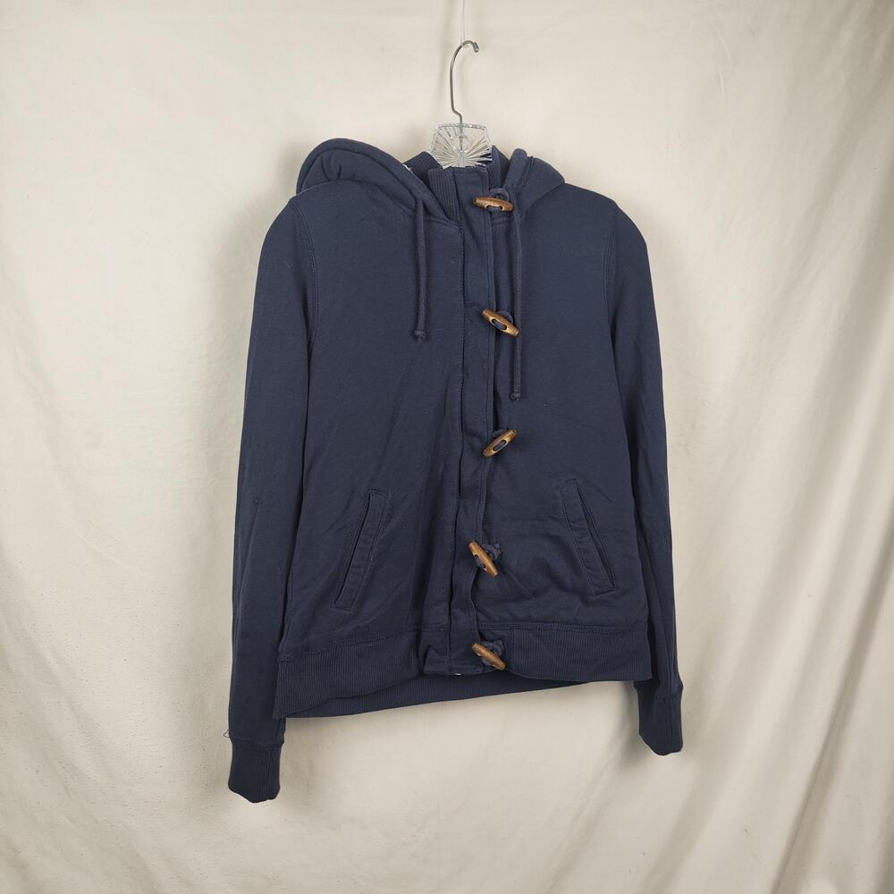 Hollister Hoodie Womens Medium Blue Full Zip Toggle Sherpa Lined Sweatshirt